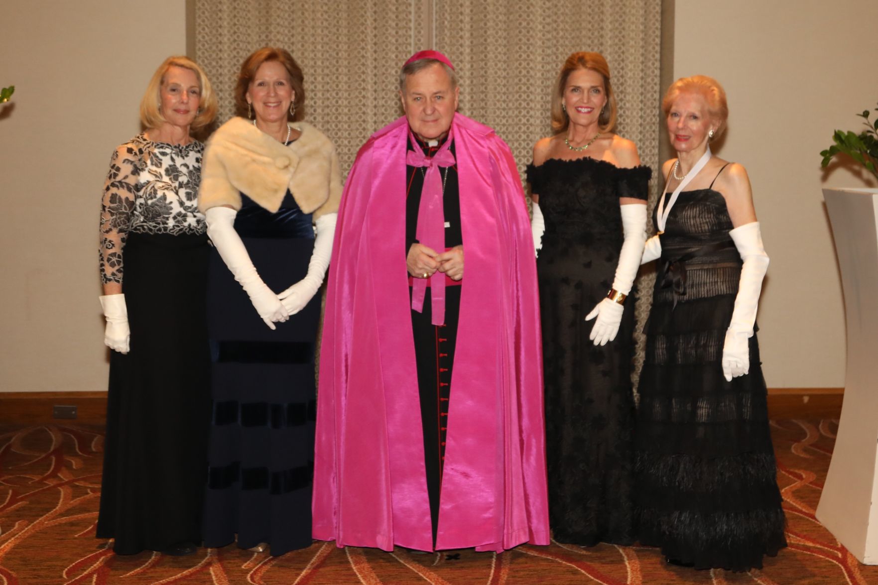 Liz Wilmsen, Past President, Doey Boldt, Past President, Archbishop Robert James Carlson, Mary Ciapciak, President of Board, Mary Ellen McEnery, Past President